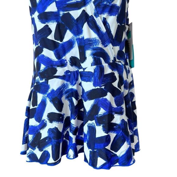 Sea & Sand Blue Paint Asymmetrical Wrap Swimdress - Picture 4 of 14